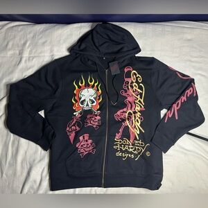 Ed Hardy Black Zip-Up Hoodie